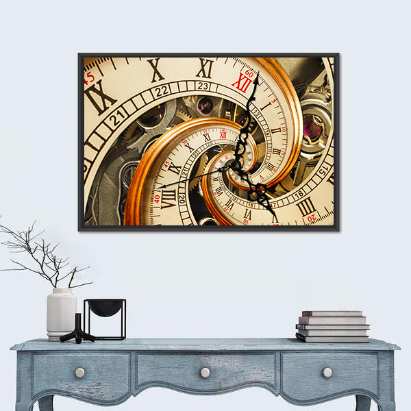 Surreal Antique Old Clock Abstract Canvas Wall Art