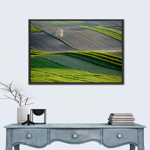 Wavy Fields In Poland Canvas Wall Art