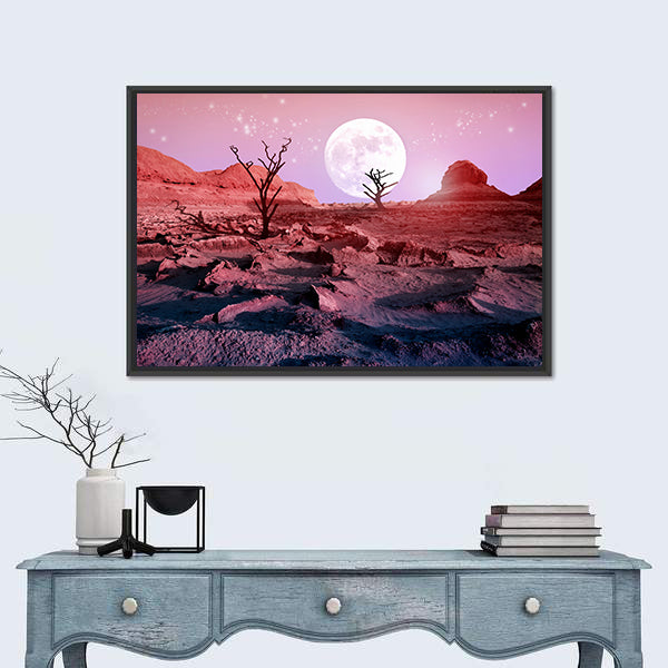 Lonely Dry Trees In Desert Canvas Wall Art