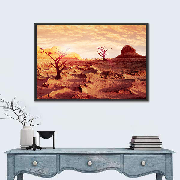 Dry Trees In The Desert Canvas Wall Art
