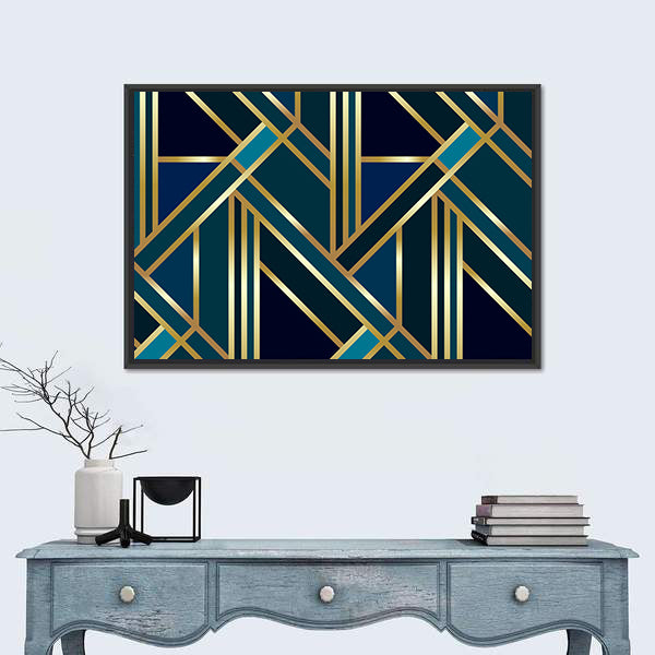 Golden Geometric Pattern Canvas Wall Art