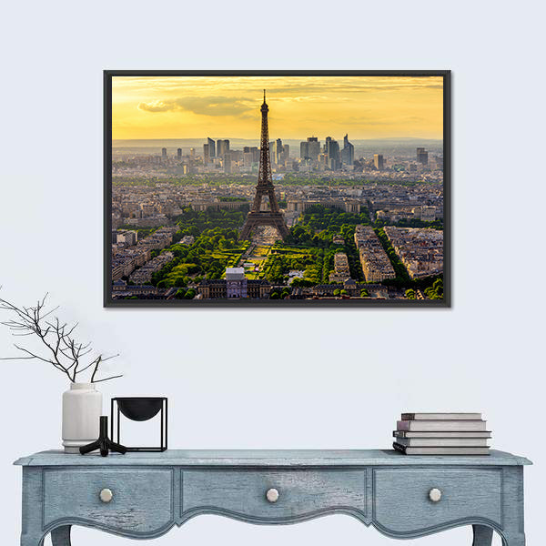 Eiffel Tower at Sunset, Paris Skyline Canvas Wall Art