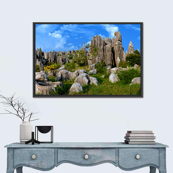Stone Forest In Yunnan China Canvas Wall Art