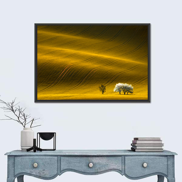 Spring Wavy Yellow Rapeseed Field Canvas Wall Art