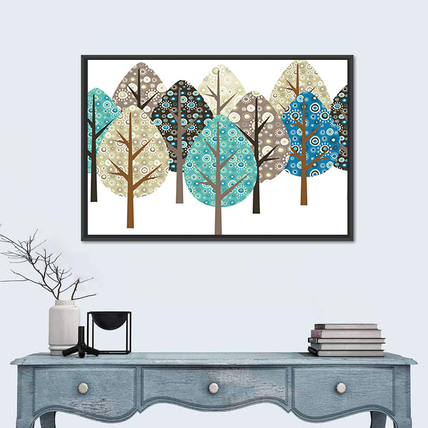 Autumn Patterned Trees Canvas Wall Art