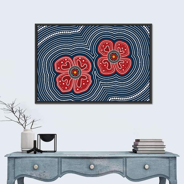 Dotted Red Poppy Flowers Canvas Wall Art