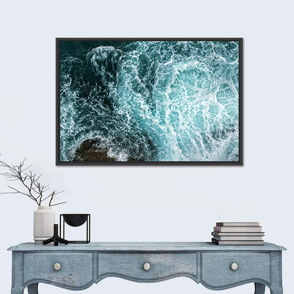 Waves In Blue Ocean Canvas Wall Art
