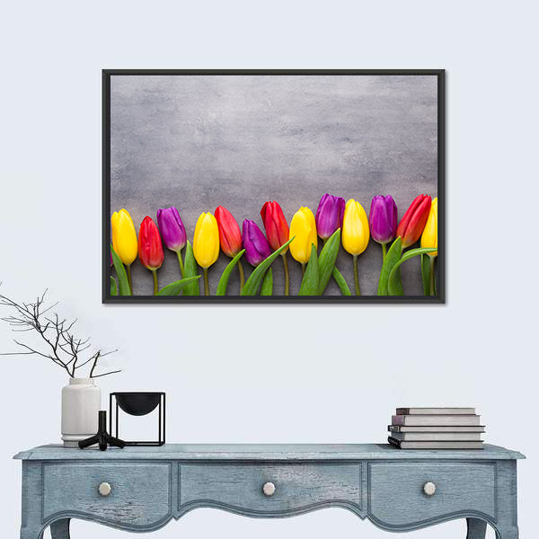 Multicolored Spring Flowers Tulips Canvas Wall Art