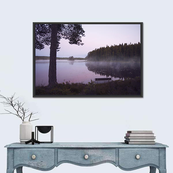 Misty Lake in Sweden Canvas Wall Art
