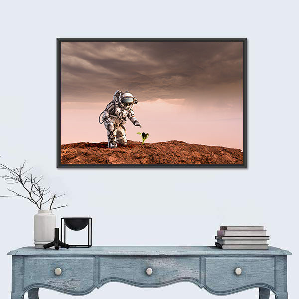 Astronaut on Rust-red Planet Canvas Wall Art