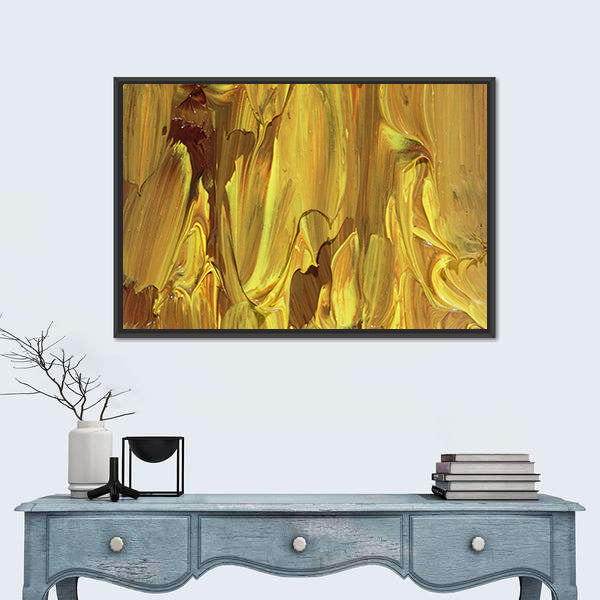 Gold Impasto Brushstrokes Abstract Canvas Wall Art