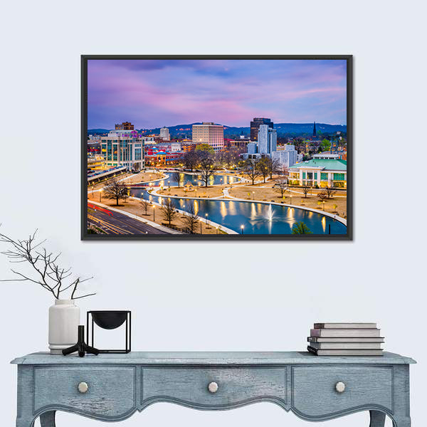 Huntsville Cityscape at Twilight Canvas Wall Art
