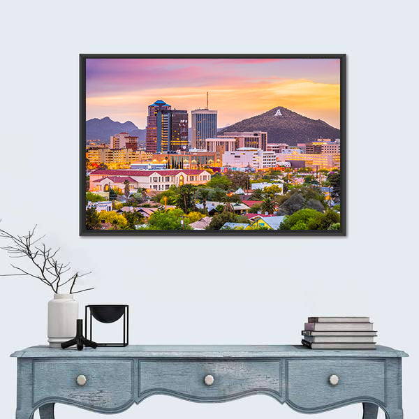 Tucson Skyline In Arizona Canvas Wall Art