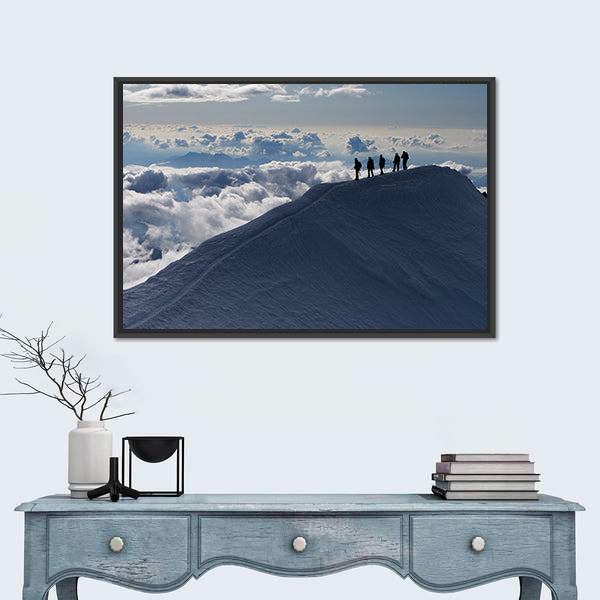 Climbers On Mountain Top Canvas Wall Art