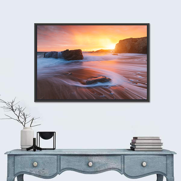Quiberon Coastline at Sunset Canvas Wall Art