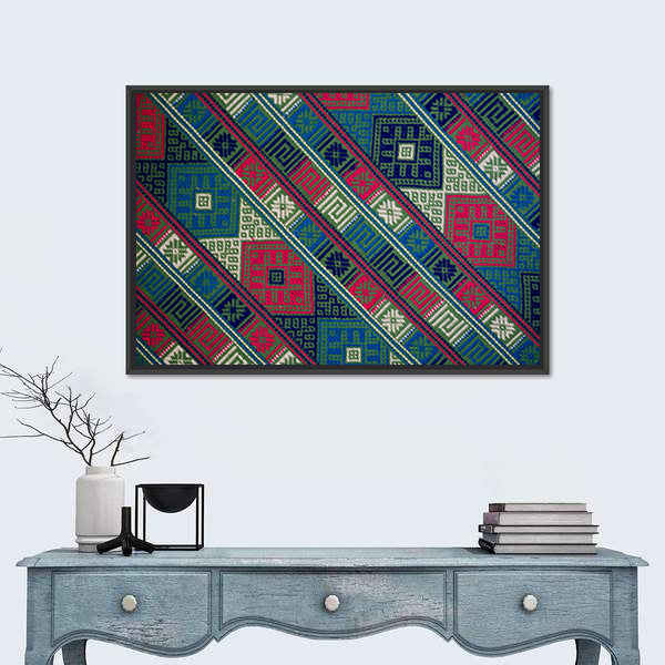 Texture Of Hand Woven Textile From Bhutan Canvas Wall Art