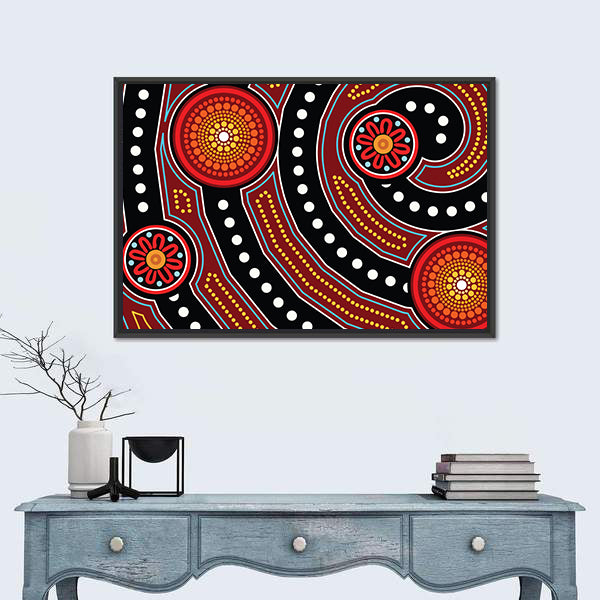 Aboriginal Dot Painting Motifs Canvas Wall Art