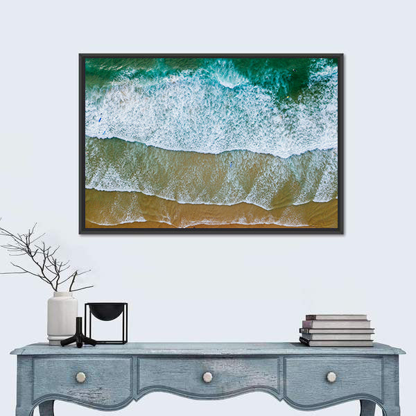 Sandy Beach Shore In Portugal Canvas Wall Art