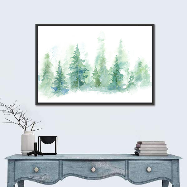 Foggy Winter Forest Canvas Wall Art