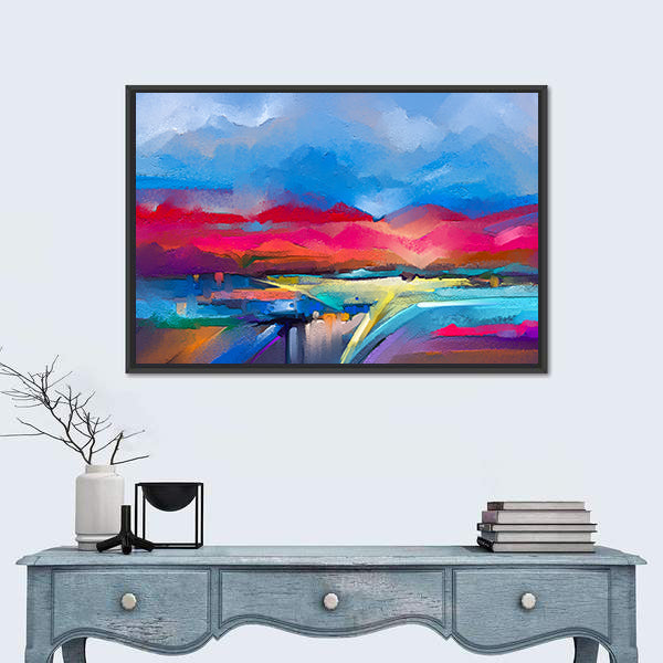 Colorful Abstract Mountain Landscape Canvas Wall Art