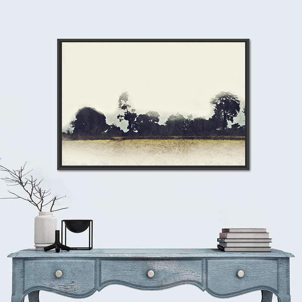 Tree And Field Abstract Canvas Wall Art