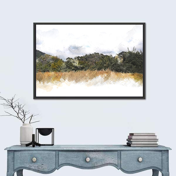 Watercolor Mountain Silhouette Canvas Wall Art