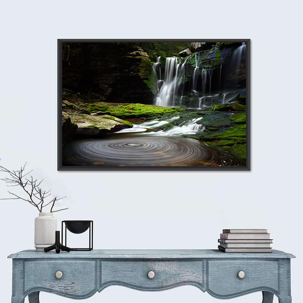 Waterfall Landscape With Rippling Pond Canvas Wall Art