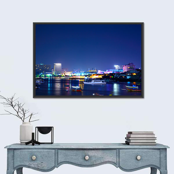 Night View Of The Pattaya City In Thailand Canvas Wall Art