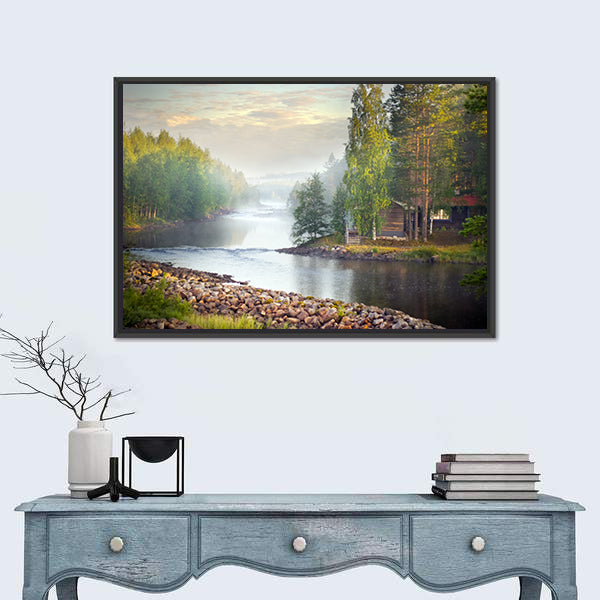 Mystic River In The Morning Canvas Wall Art