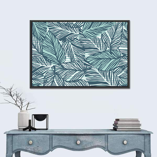 Seamless Palm Leaves Pattern Canvas Wall Art