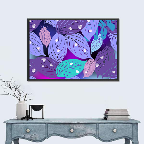 Purple Teal Leaf Texture Canvas Wall Art