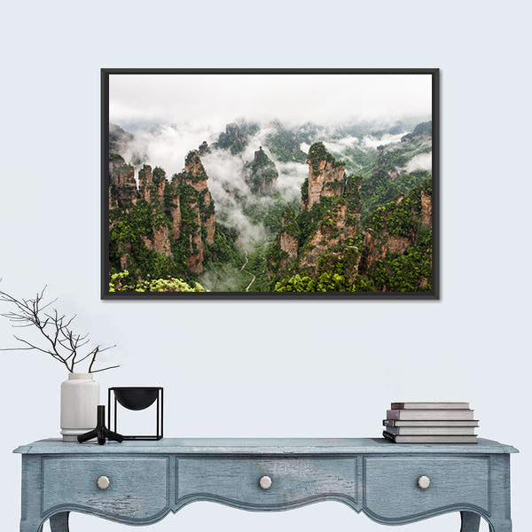 Zhangjiajie Misty Sandstone Pillars Canvas Wall Art