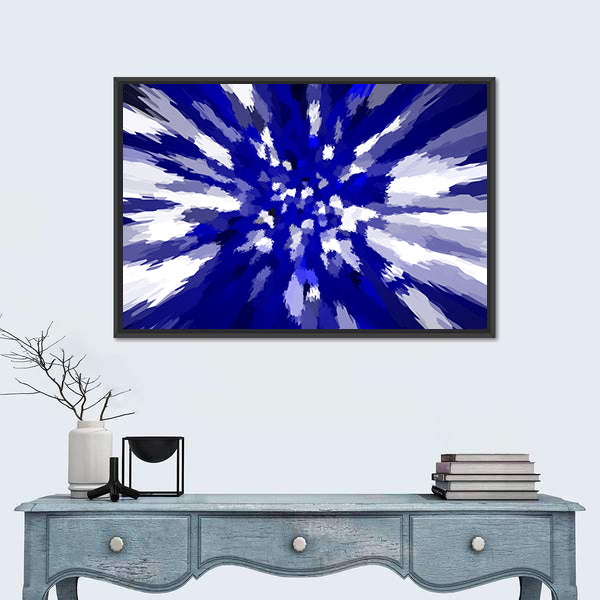 Navy Blue Starburst Abstract Canvas Wall Art