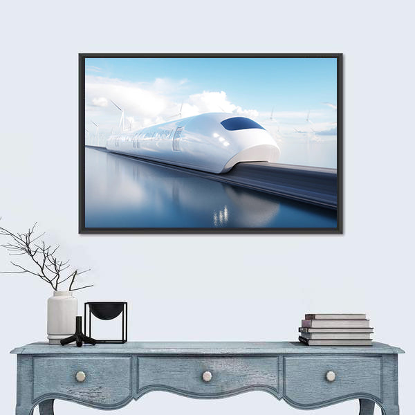 Speedily Futuristic Monorail Train Canvas Wall Art