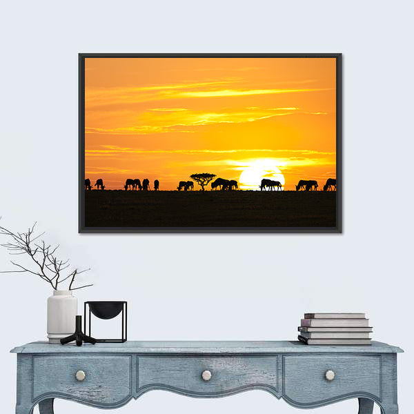 Sunrise In Serengeti National Park In Tanzania Canvas Wall Art