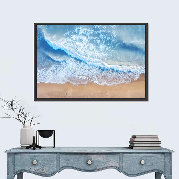 Beach And Waves From Top Canvas Wall Art