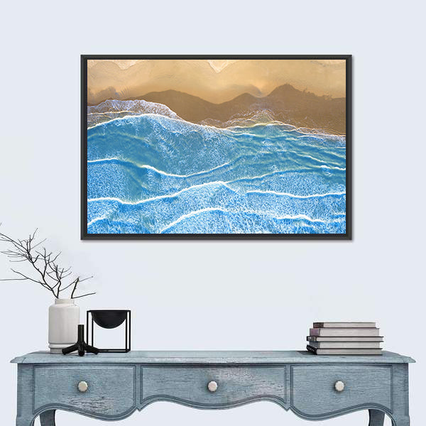 Blue Sea At The Beach Artwork Canvas Wall Art