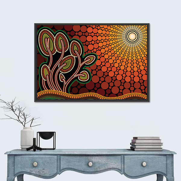 Aboriginal Tree on Hill Canvas Wall Art