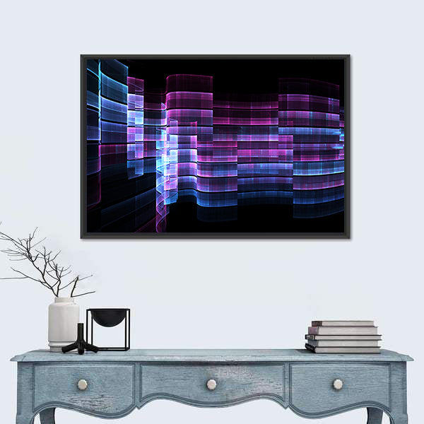 Futuristic Digital Grid Abstract Canvas Wall Art