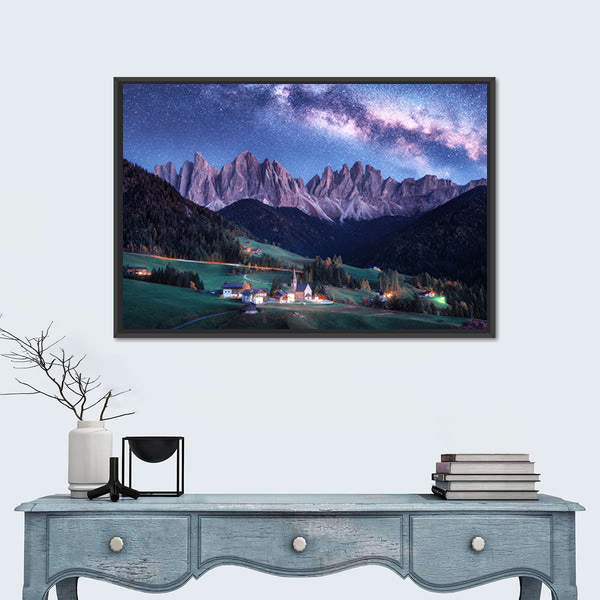 Santa Maddalena And Milky Way In Italy Canvas Wall Art