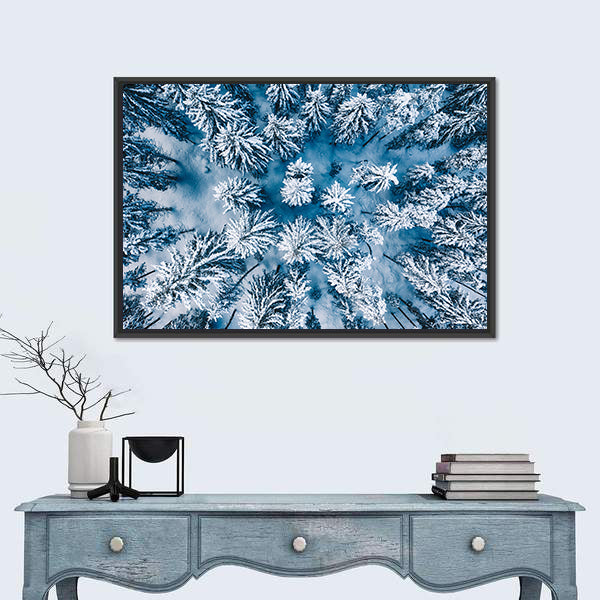 Trees And Snow In Winter Forest Canvas Wall Art