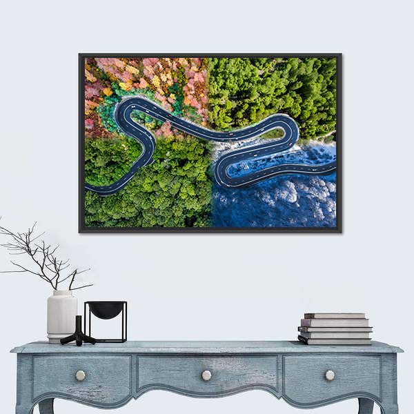 Highway Through The Forest Canvas Wall Art