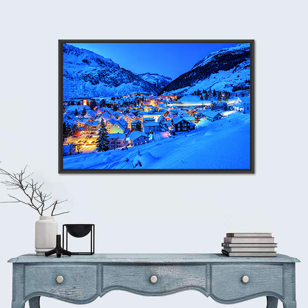 Andermatt Village In Swiss Alps Mountains Canvas Wall Art