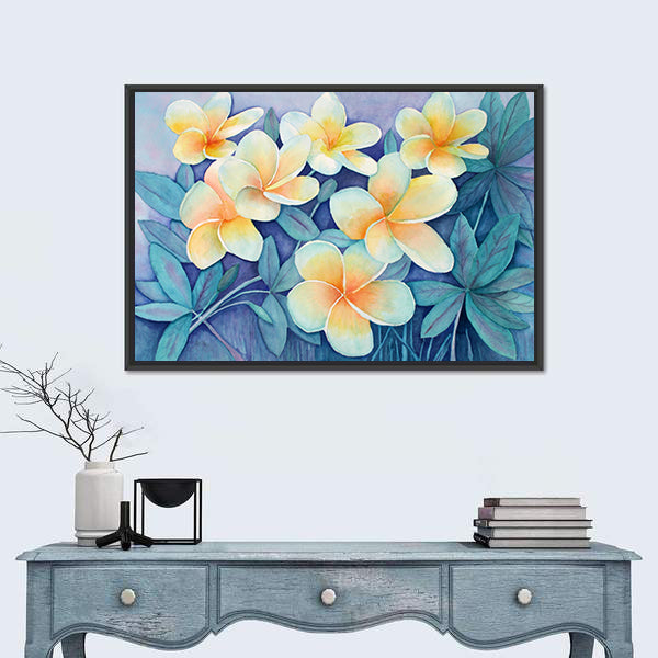 Tropical Frangipani Flowers Canvas Wall Art