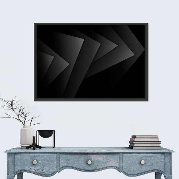 Dark Textured Geometric Layers Canvas Wall Art