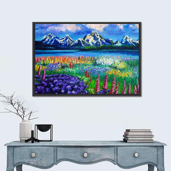 Spring Mountain Lake Canvas Wall Art