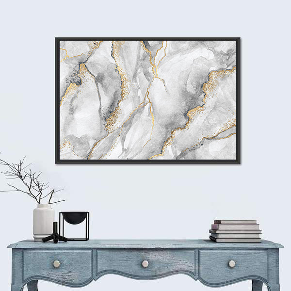 Marble With Gold Veins Canvas Wall Art