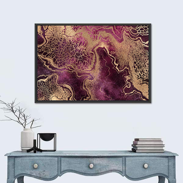 Gold Veined Marble Abstract Canvas Wall Art