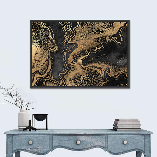 Gold Veined Marble Texture Canvas Wall Art
