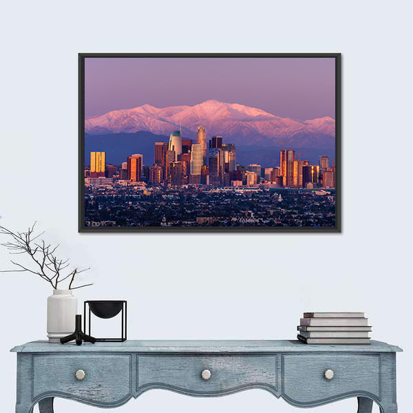 Downtown Los Angeles Skyline at Sunset Canvas Wall Art